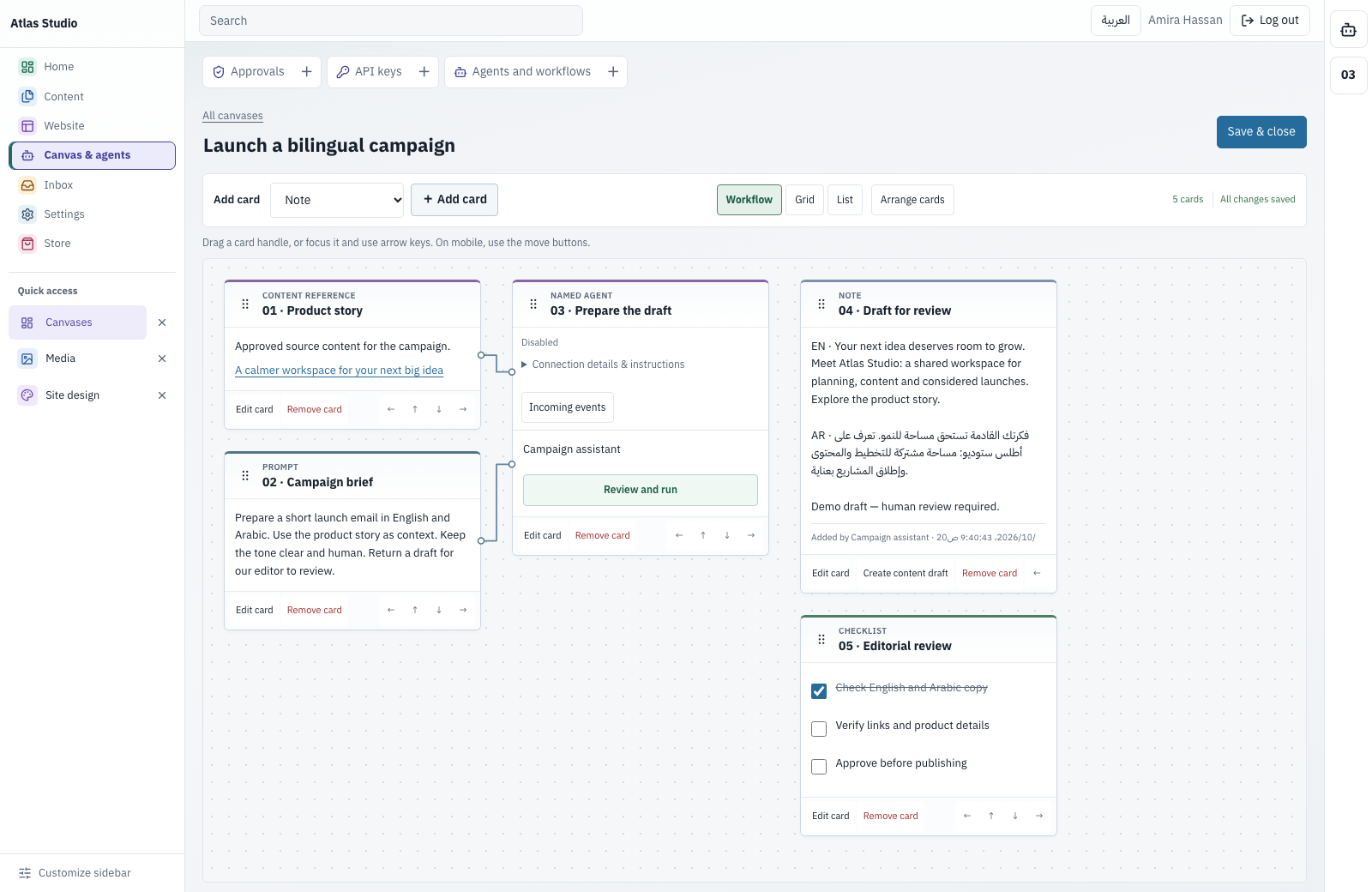The GoRun review canvas before publishing